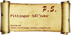 Pittinger Sándor névjegykártya